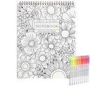 Color-In Spiral Notebook & Daily Planner,Aesthetic Pretty Floral Design Journal,Ndated Notepad Day Planner Set,Weekly&Daily Organizer Notebooks for Plan Work Schedule,with 15 Colo Pens (NOTEBOOK)