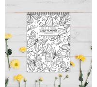 Color-In Spiral Notebook & Daily Planner, Butterfly Coloring Journal for Task Management, 52 Sheets for Planner Your Life and Work