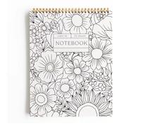 Color-In Spiral Notebook & Daily Planner Floral Design Journal With Highlighter Pens 8.5x11" Flowers Meeting Notes Coloring Books Flower Daily Planner for ADHD - Blend Creativity & Organization