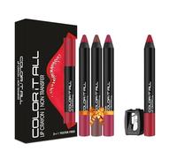 Color It All Long Lasting Crayon Lipstick for Women | Pack of 3 & Get 1 Free | Up to 18 Hours Stay | Matte Finish | Smudge-Proof | (Make It Happen, Chocobar, Rich High & Smoke Red, 3.5g Each)