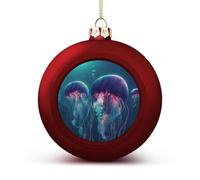 Color Jellyfish Christmas Balls Ornaments 4PCS Christmas Tree Hanging Ball Personalization Red-Style Xmas Trees Ball Pendant for Holiday Party Decoration Supplies