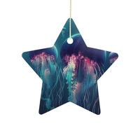 Color Jellyfish Christmas Star Pendant Personalized Christmas Tree Ceramic Ornaments for Home Holiday Party Ornaments Porcelain Pendant
