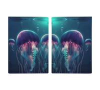 Color Jellyfish Printed Passport Cover Case Passport Holder For Travel Passport Cards Protector Travel Covers Wallet Case RFID Blocking Leather Card Case for Women Men, Color Jellyfish, 20.3x13.8cm,