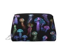 Color Jellyfish Printed Travel Toiletry Bag, Portable Storage Pouch with Three Interior Slots for Accessories