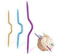 Color Knitting Cable Crooked Needle, 3Pcs Hand Twist Curved Crooked Needle, Aluminum Knitting Stitch Holders for Sweater Knitting Tool