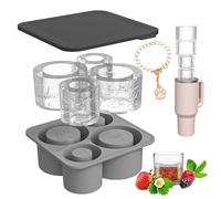 Color Land Stanley Cup Large Reusable Ice Cube Mold - Silicone Ice Tray with Lid for Freezer, Compatible with Stanley IceFlow - Freezer Safe Stanley Ice Mold for Cocktails, Coffee & Beverages (Grey)