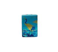 Color Landscape Cloud Wild Crane TC4 Geometry Cylindrical Square Paracord Knife Beads,Titanium EDC DIY Outdoor Tool Backpack Flashlight Car Keychain Pendant, Titanium, No Gemstone