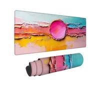 Color Large Mouse Mat 36" x 12" Gaming Mouse Pad, Oil Painting Style Mousepad Extended for Men, Office Accessories with Anti-Slip Rubber Base and Double Stitched Edge, Mousemat for Laptop -TL19G8