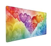 Color Large Mouse Mat, Heart Gaming Mouse Pad with Stitched Edges, Extended Mousepad with Non-Slip Rubber Base, Desk Mat for Desk Accessories and Office Accessories, Gifts for Men, 1000x500x3mm 0-3988