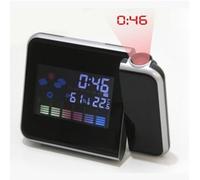 Color LCD Projection Alarm Clock with Temperature with High-Accuracy and Color Size 5 * 11cm Crafted from Plastic Digital ProjectionWith its Built-in Projector (Black)