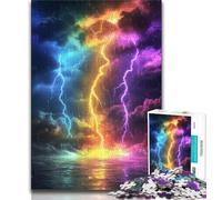 Color Lightning Jigsaw Puzzles for Teenagers 1000 Jigsaws,Learning Educational Toys Family Games with Matching Poster And Trivia Sheet 38x52cm