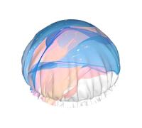 Color lines One Size Double-layer shower cap prevents hair from getting tangled during showering and skincare.