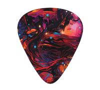 Color lines printed guitar picks, 12-piece set with thin, medium, and thick styles, comes with a storage case
