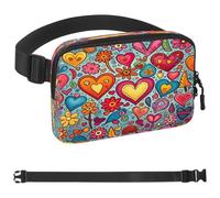 Color Love Pattern Fanny Packs for Women Men, Crossbody Belt Bag with Zipper Pockets,Waterproof Waist Packs with Adjustable Strap for Workout Running Traveling Hiking, Multicolor, One Size