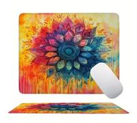 Color Mandala Mouse Mat 20 x 15 cm Ultra Thin, with Stitched Edges Office Mouse Pad, Non-Slip Rubber Base, Waterproof & Washable, Home Desk Accessories, Aesthetic with Design Mousepad 200x150mm s0z-19