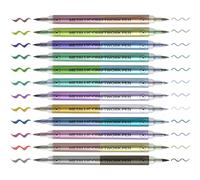 Color Marker Pen Set - 12 Pcs 24 Colors Double End Waterproof Soft Fine Tip Pens | Twin Metal Markers, Art For Adult Coloring Books,