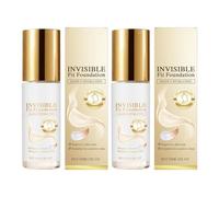 Color Matching Foundation - Invisible Fit Poreless Foundation, Mosturizing FoundationStick, 2-Pieces Long-Lasting Skin Correction Makeup For Dates, Outgoing, Beach, Business Trip, Performance