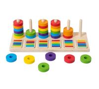Color Matching Game, Educational Color Sorting Building Blocks, Wooden Memory Rainbow Stacking Toy for Kids Ages 3+ Preschool Home Travel Daycare