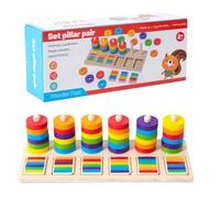 Color Matching Game, Social Teamwork Fun, 25x10x6.7cm, Wooden Color Sorting Stacking Toys, Mo-ntessori Toys Rainbow Rings Game, Stacking And Sorting Fun, For Kids Ages 3+ Preschool Home