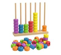 Color Matching Stacking Game - 21.5cm Wood Small Large | Ring Stacking Matching Game - Rapid Pattern 2-Player Challenge | Family Night Brain Training For For Kids, Girls, Boys