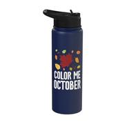 Color Me October Leaf Peeper Autumn Foliage Maple Peeping Stainless Steel Insulated Water Bottle