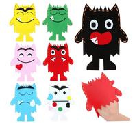 Color Monster Hand Puppets, 7PCS Emotional Sadness Plush Finger Puppets, Non-woven fabric Monster Puppet, DIY Early Learning Sock Puppet