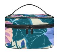 Color Morning Glory Blossoms Pattern Double-Layer Waterproof Cosmetic Bag Portable Travel Toiletry Organizer with Pockets for Makeup Accessories