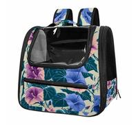 Color Morning Glory Blossoms Pattern Pet Backpack Carrier, Breathable Mesh Bag for Small Dogs & Cats Outdoor Use