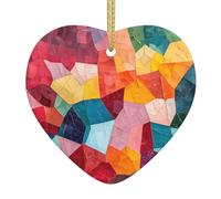 Color Mosaic Print heart-shaped ceramic pendants create a warm atmosphere for homes, parties, and gifts.