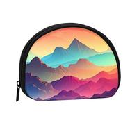 Color Mountain Gradient Coin Purse Personalized Coin Bag for Women Men Change Purse Small Wallets with Zipper Mini Shell Coin Pouch Outdoor Shopping Change Storage Bag Handbags Gifts