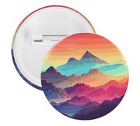 Color Mountain Gradient Tinplate Badge Personalized Round Brooch Large Craft Button Suitable for Teachers, Nurses, Doctors, Staff, Party Gift Accessories, 12pcs, Plastic, plastics