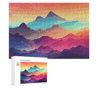 Color Mountain Gradient Wooden Puzzles for Adults 300 PCS Unique Shape Puzzles Wall Art Home Decor for Puzzle Lovers, Family, Friend Creative Gift Toys