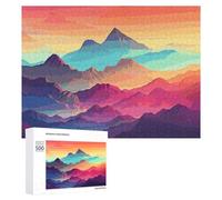 Color Mountain Gradient Wooden Puzzles for Adults 500 PCS Unique Shape Puzzles Wall Art Home Decor for Puzzle Lovers, Family, Friend Creative Gift Toys