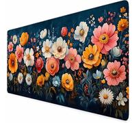 Color Mouse Mat 32 x 12 x 0.12 inch Flowers Gaming Mouse Pad, Large Mousepad with Non-Slip Rubber Base, Office Accessories with Stitched Edge, Washable Mousepad for Laptop, Office, Room Decor -XZ67Z