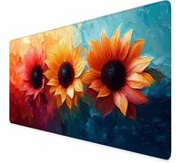 Color Mouse Mat 32X16inch Sunflower Gaming Mouse Pad, Large Mousepad with Non-Slip Rubber Base, Office Accessories with Stitched Edge, Washable Mousepad for Laptop, Office/Gaming, Room Decor -XZ99Z