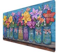 Color Mouse Mat Flower Gaming Mouse Pad XXL 100 x 50cm Desk Mat Large with Non-Slip Base and Stitched Edge Keyboard Pad for Gaming/Home/Office Work/Accessories, Improved Precision and Speed v2225i