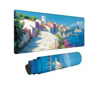 Color Mouse Mat Seaside Town Mouse Pad 28X12inch, Washable Mousepad, Gaming Mousepad Office Accessories with Anti-Slip Rubber Base Double Stitched Edges for Laptop Office, Decor, Gifts for Men -TL5WN