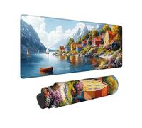 Color Mouse Mat Seaside Town Mouse Pad 32X12inch, Washable Mousepad, Gaming Mousepad Office Accessories with Anti-Slip Rubber Base Double Stitched Edges for Laptop Office, Decor, Gifts for Men -TL99FL