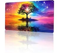 Color Mouse Mat XXL 900 x 400 x 3 mm Gaming Mouse Pad Large, Tree Of Life Desk Mat with Stitched Edges, Extended Mousepad with Anti-Slip Base, Waterproof Desk Matt, pc Accessories Office Decor T-781