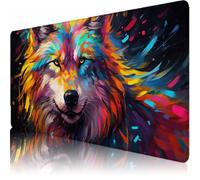 Color Mouse Pad 800 x 400 x 3 mm Extended Large Mouse Mat, Stylish Keyboard Mousemat, Desk Mat Workspace Decor with Anti-Slip Base & Anti-Fray Edges, Waterproof Desk Accessories for Work (Wolf) L-x764