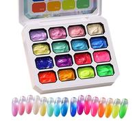 Color Nail Gel, Manicure Shine Finish Set, 16 Color Collection Kit With Smooth Gloss Application Formula, Long Lasting UV Coating System, Professional Beauty Nails For Home Salon Party