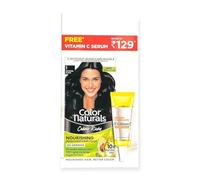 Color Naturals Crème Hair Colour - Shade 1 Natural Black - Long-Lasting Colour with Smoothness & Shine - 70ml Developer + 60g Colorant + FREE Vitamin C Face Serum 7ml (Worth ₹129) - Offer Pack