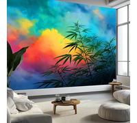 Color Non-Woven Photo Wallpaper Mural 400 x 280 cm Dreamy Plant Cannabis Leaf Photo Wallpaper - Bedroom Wall Art Decoration, Eco-Friendly Mural for Living Room Kids Bedroom