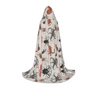 Color Octopus Hooded Cape For Teenagers, Unisex Cloak Robe Hooded Halloween Costume Satin Witches Vampire Cloak Fancy Dress Up Children