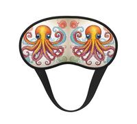 Color Octopus Print Black Out Eye Mask for Sleeping Airplane, Sleep Mask Polyester for Home and Travel