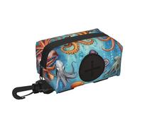 Color octopus print Dog Poop Bag Holder for Leash Doggie Waste Bag Dispenser Soft Fabric Puppy Potty Carrier