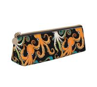Color Octopus Print Triangular Pencil Case Stationery Organizer Pouch Daily Travel Office Accessory