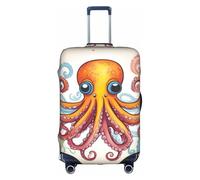 Color octopus print Washable Travel Luggage Cover Abstract Colorful Print Luggage Suitcase Protector, White, L