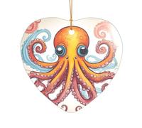 Color Octopus Print Xmas Ornament Hanging Decor, Acrylic Romantic Christmas Decoration for Home Wedding Anniversary