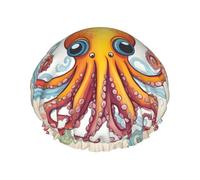 Color octopus Reusable Shower Cap for Women, Double Waterproof Layers Bath Hat, Hair Treatment Essentials